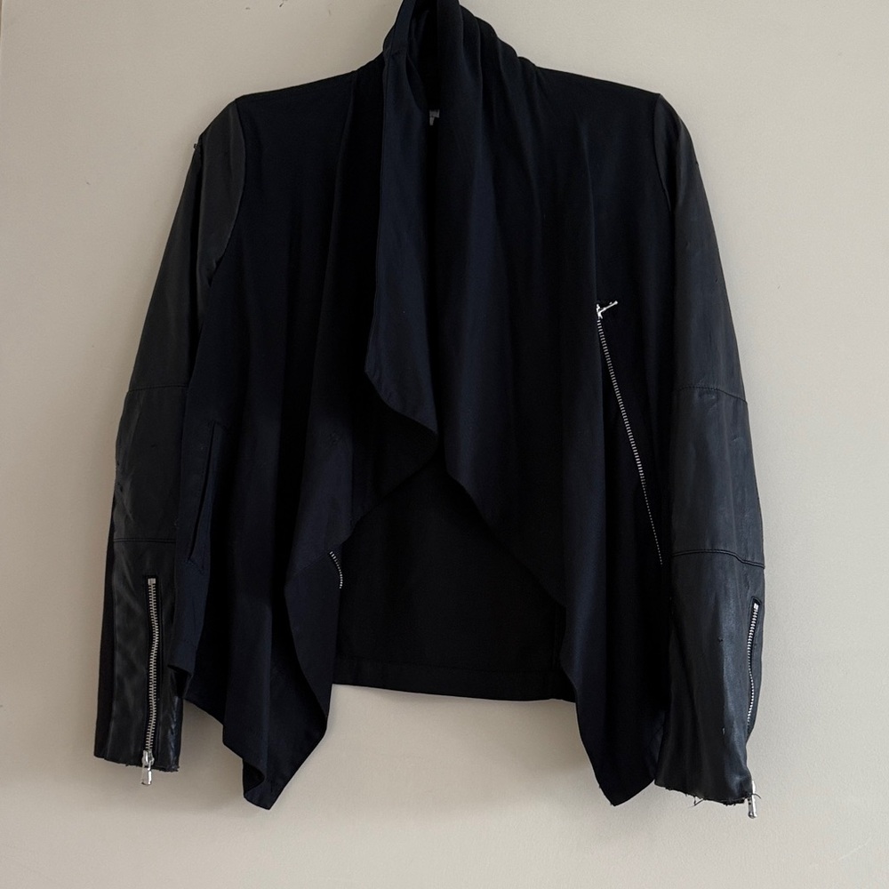 Black blazer with faux leather sleeves size small